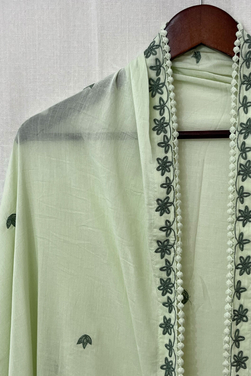 Green Cotton Mul Dupatta