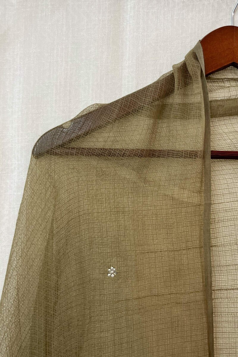 Olive Green Embroidered Dupatta