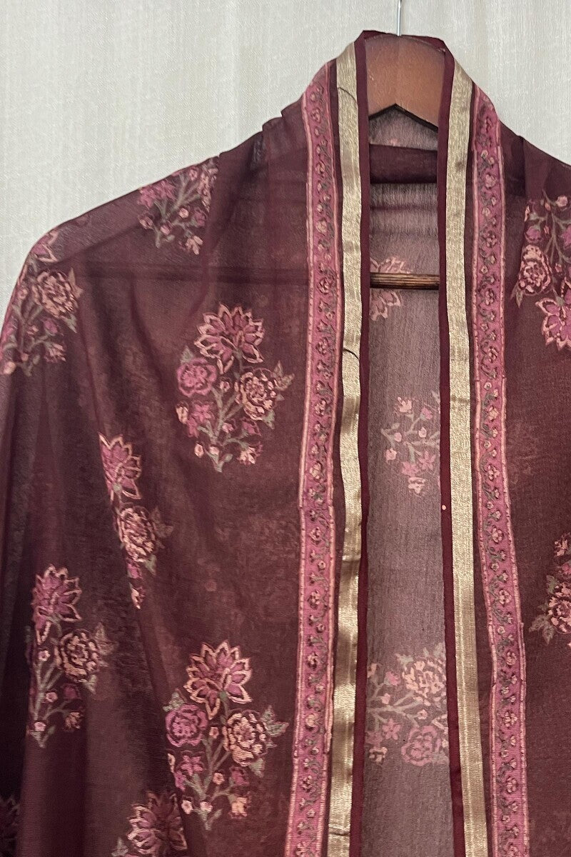 Maroon Chanderi Dupatta
