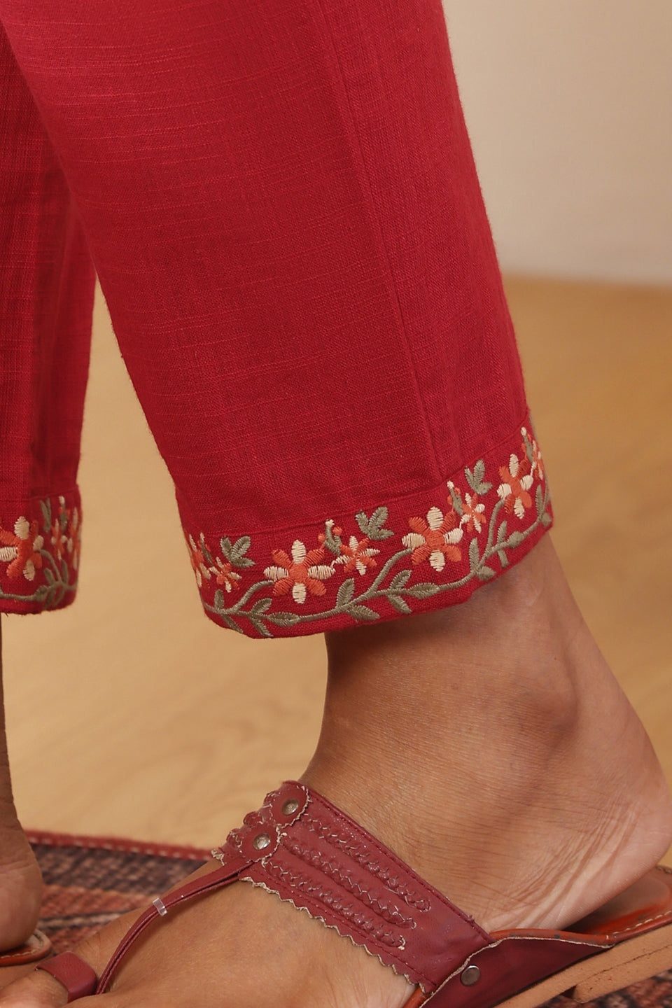 Mehraab Sabeen Red Narrow Pants