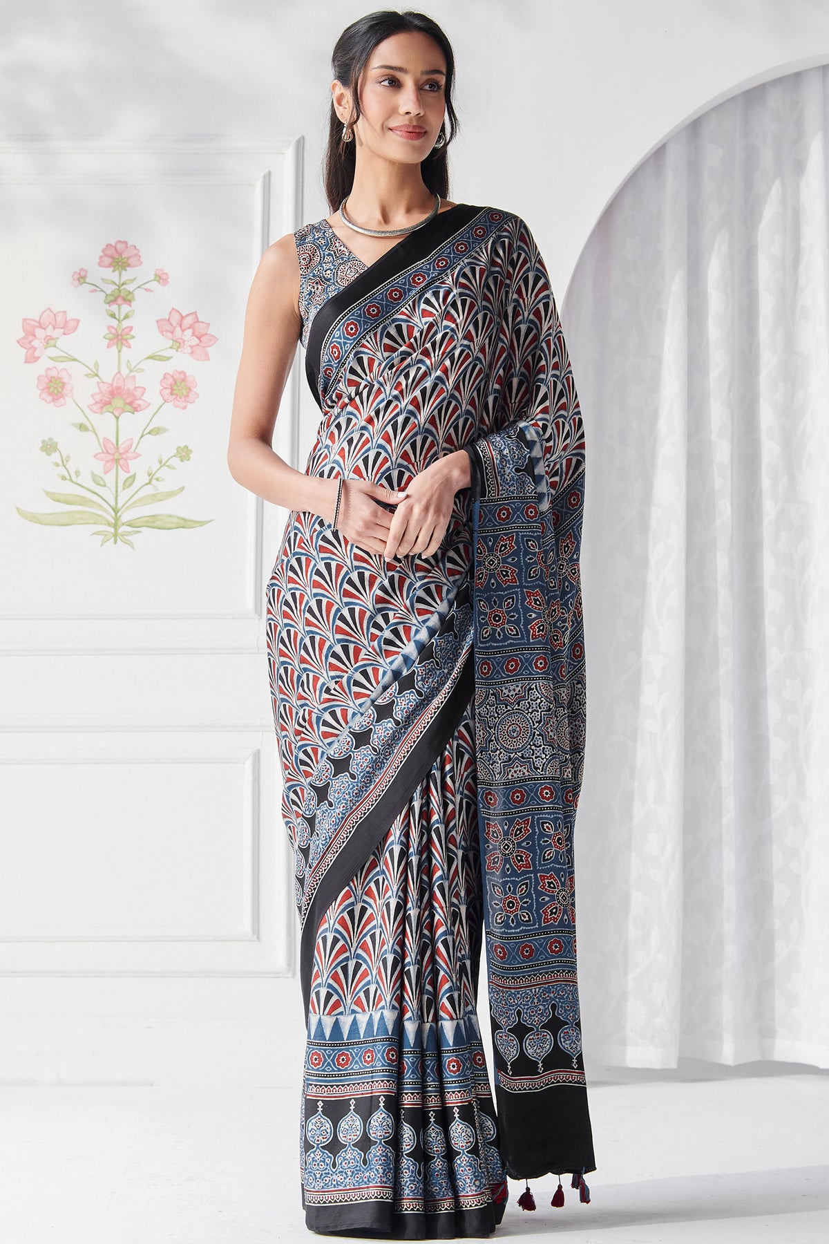 Sehra Jasmine Ajrak Saree