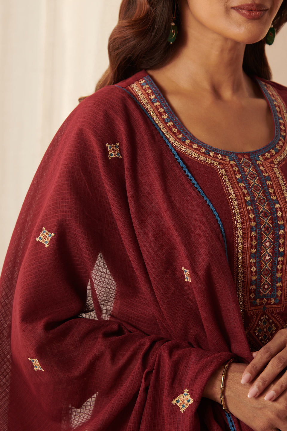 Mehraab Aahana Maroon Dupatta