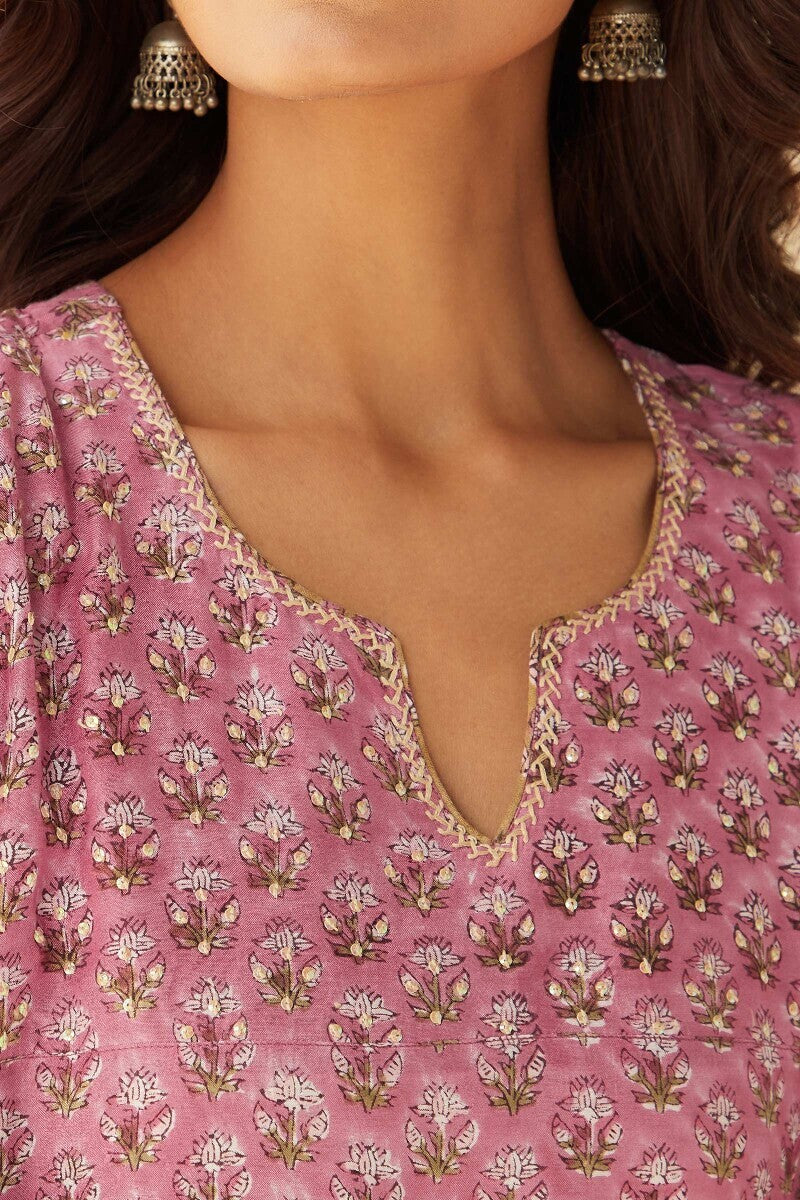 Mehrunissa Firosa Purple Sanganeri Kurta