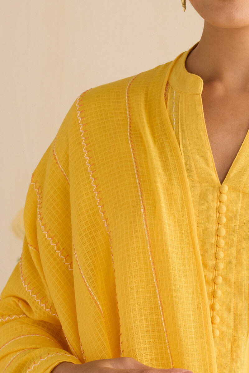 Kashida Kiara Yellow Dupatta