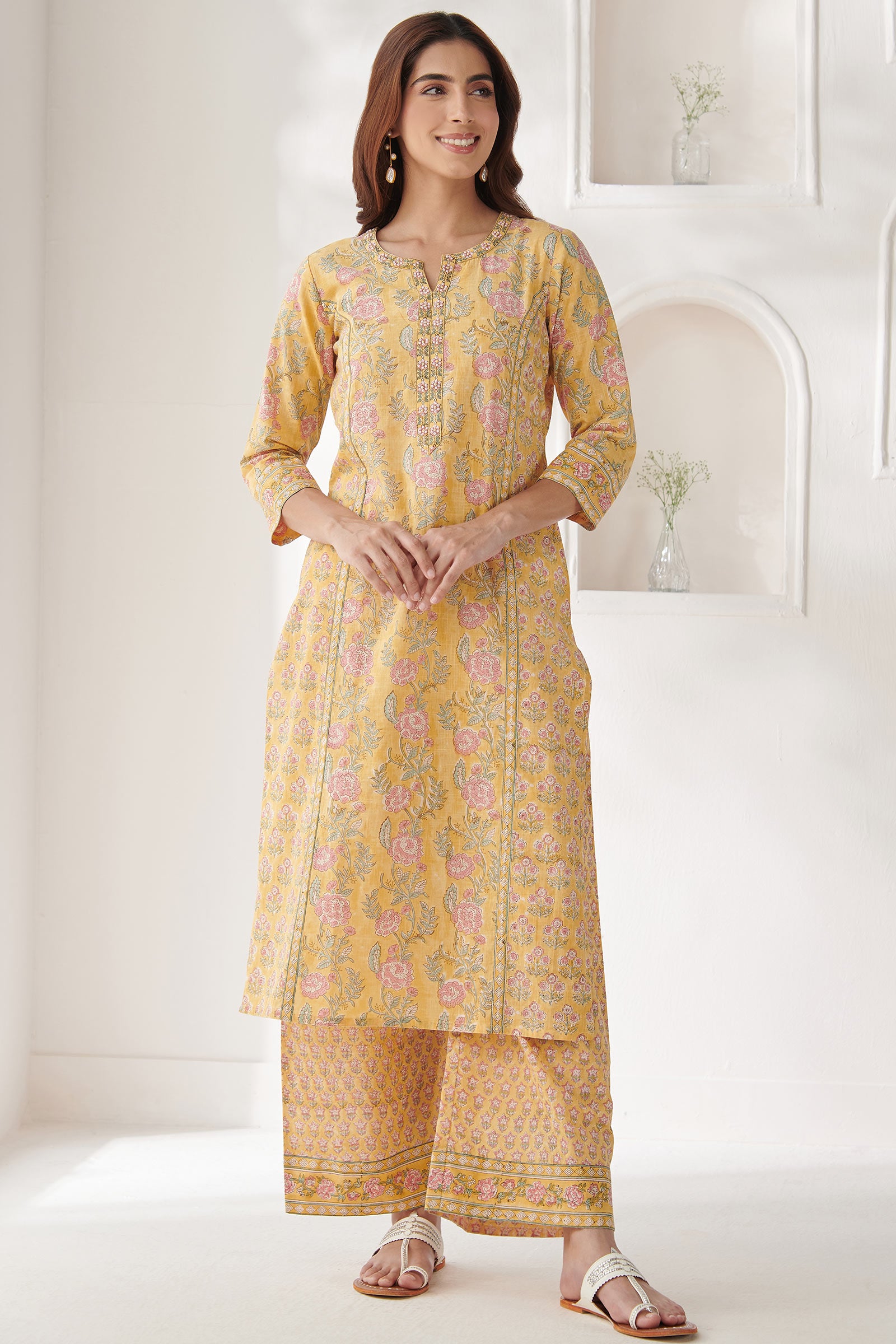 Gulshan Bagh Fizah Yellow Sanganeri Kurta