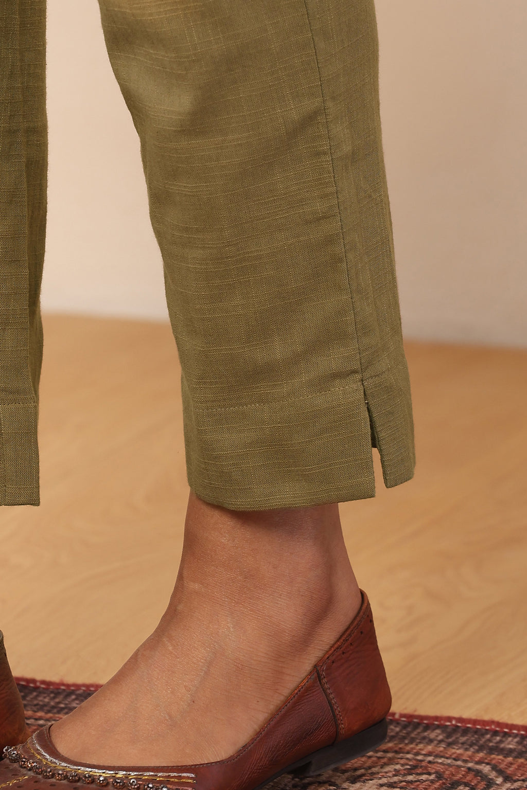 Roza Naaz Olive Green Narrow Pants