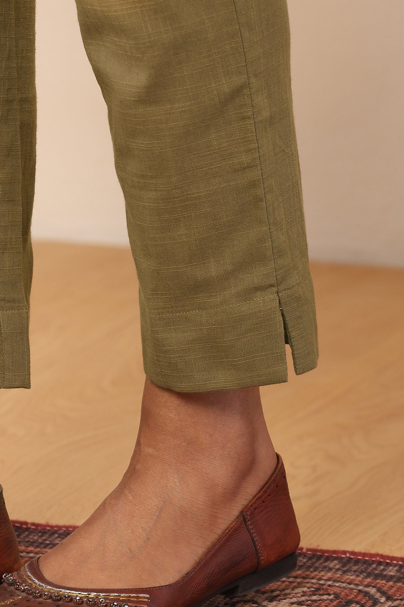 Roza Naaz Olive Green Narrow Pants