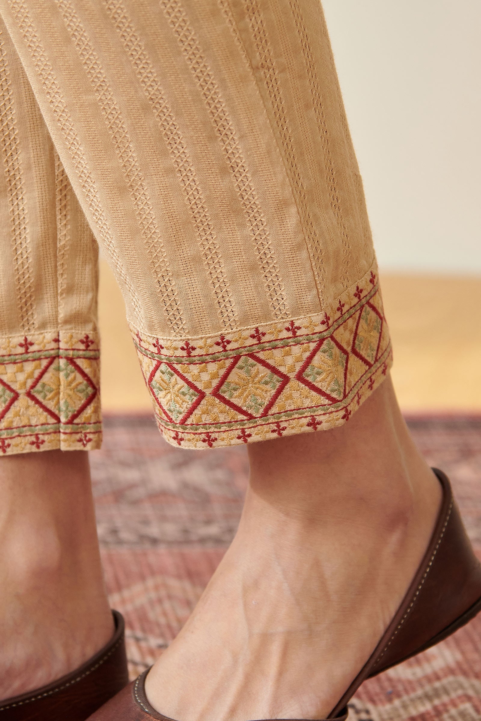 Mehraab Rumeha Beige Narrow Pants