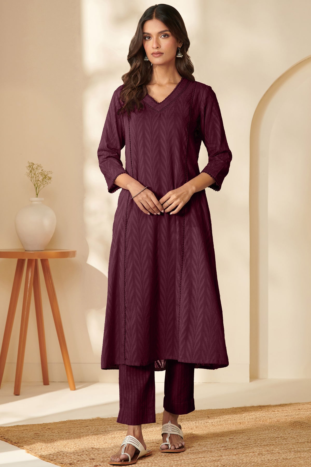 Roza Fariah Wine Kurta