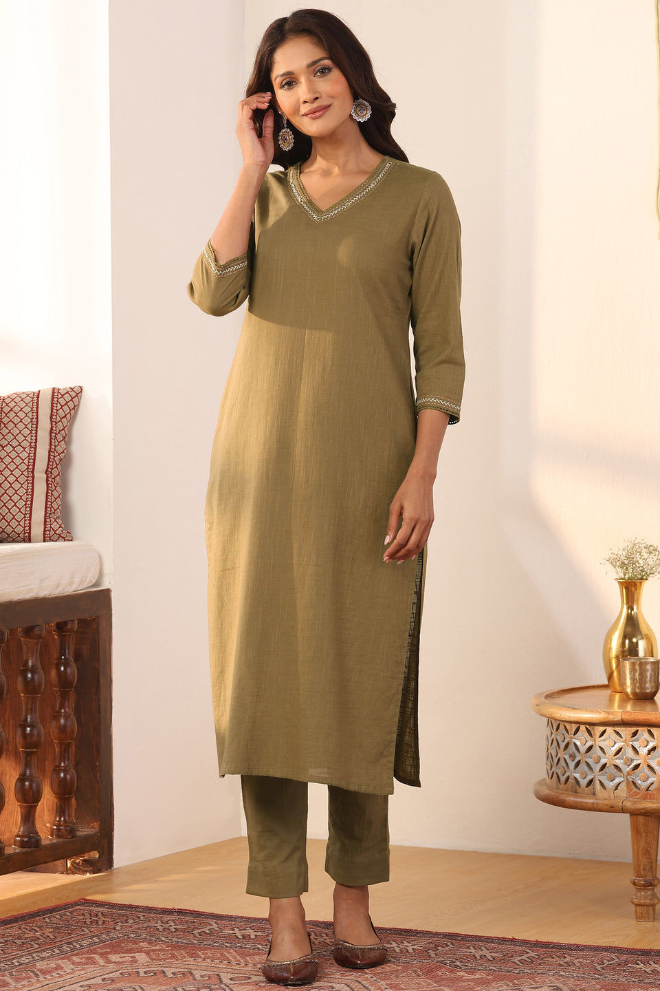 Surplus: Roza Naaz Olive Green Kurta