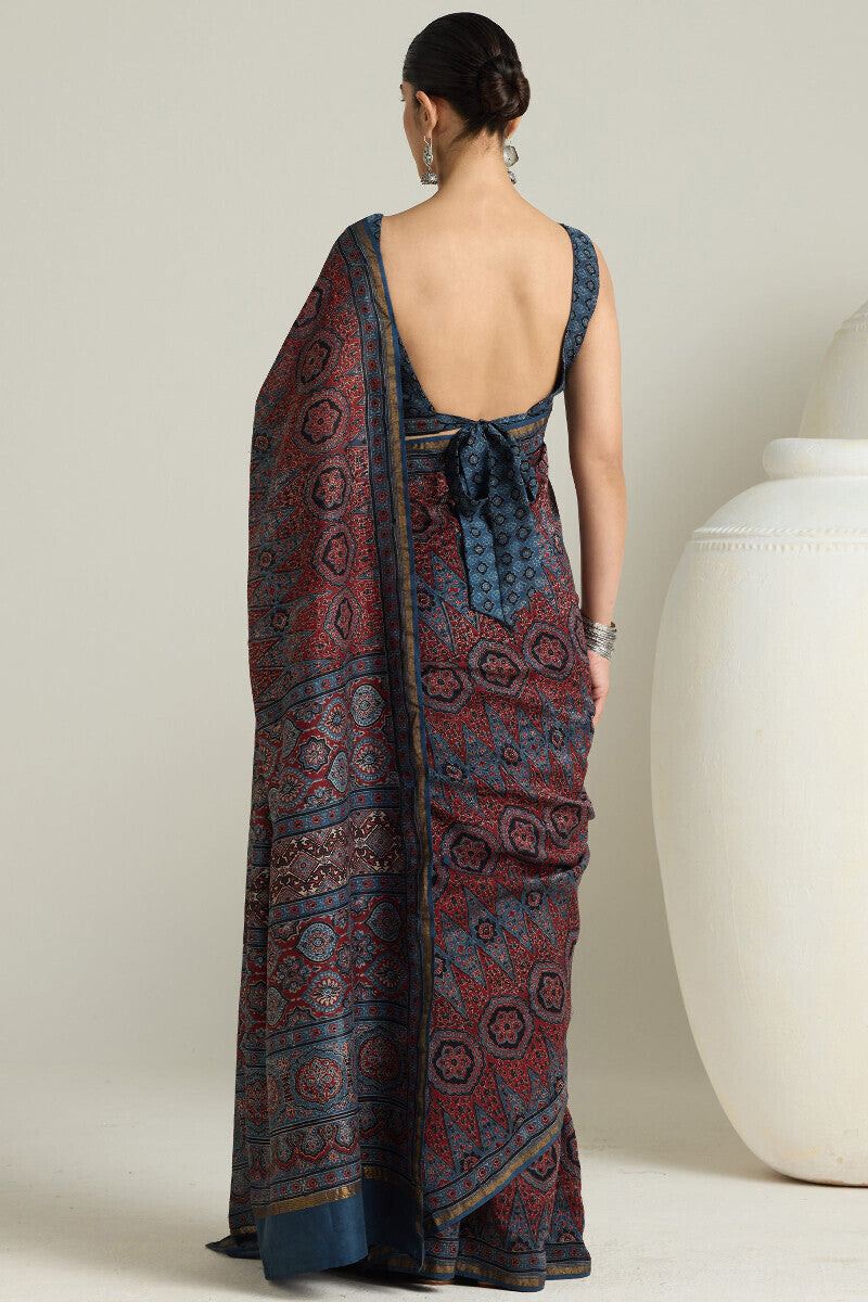 Sehra Rumi Ajrakh Chanderi Saree