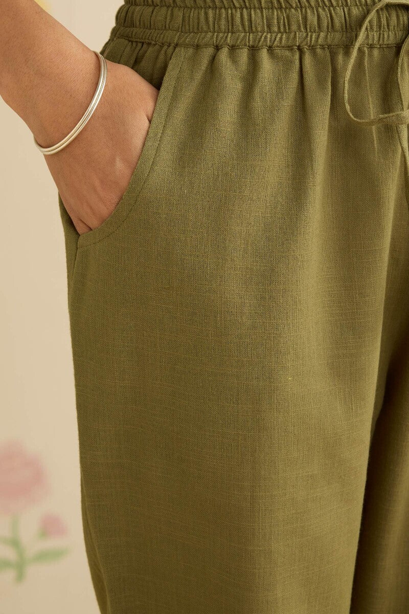 Kashida Kiara Olive Green Narrow Pants
