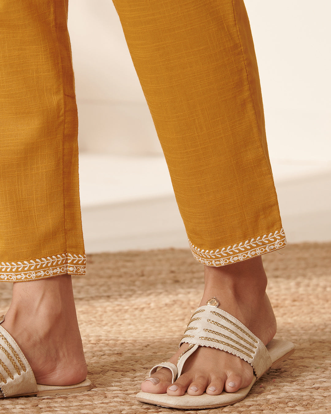 Mehraab Bano Mustard Narrow Pants