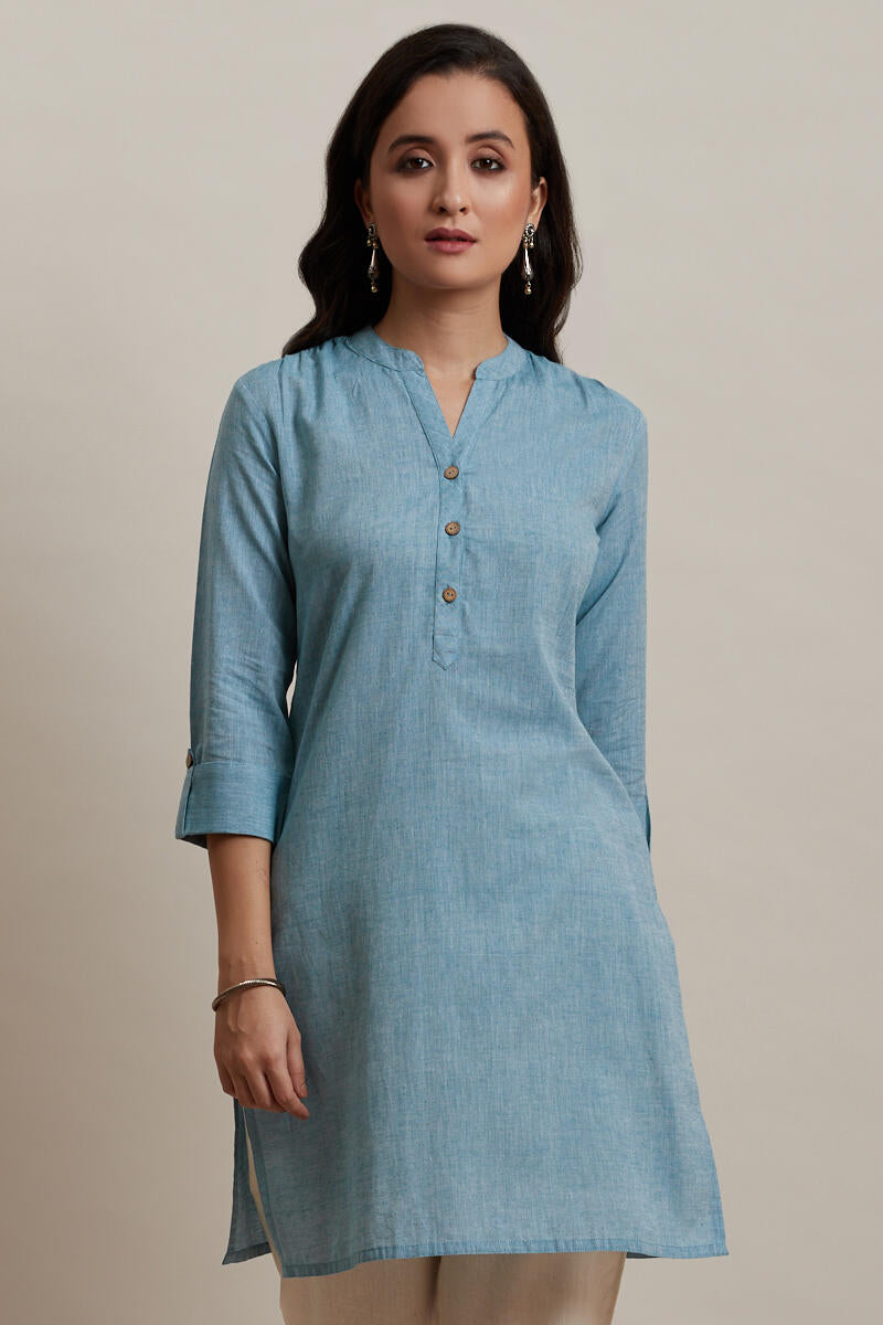 Roza Sky Blue Short Kurta