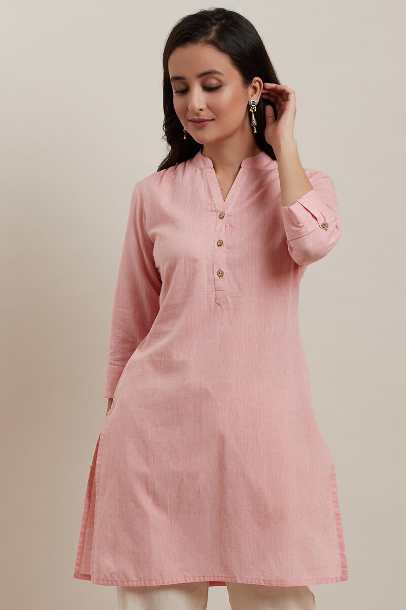 Roza Light Pink Short Kurta
