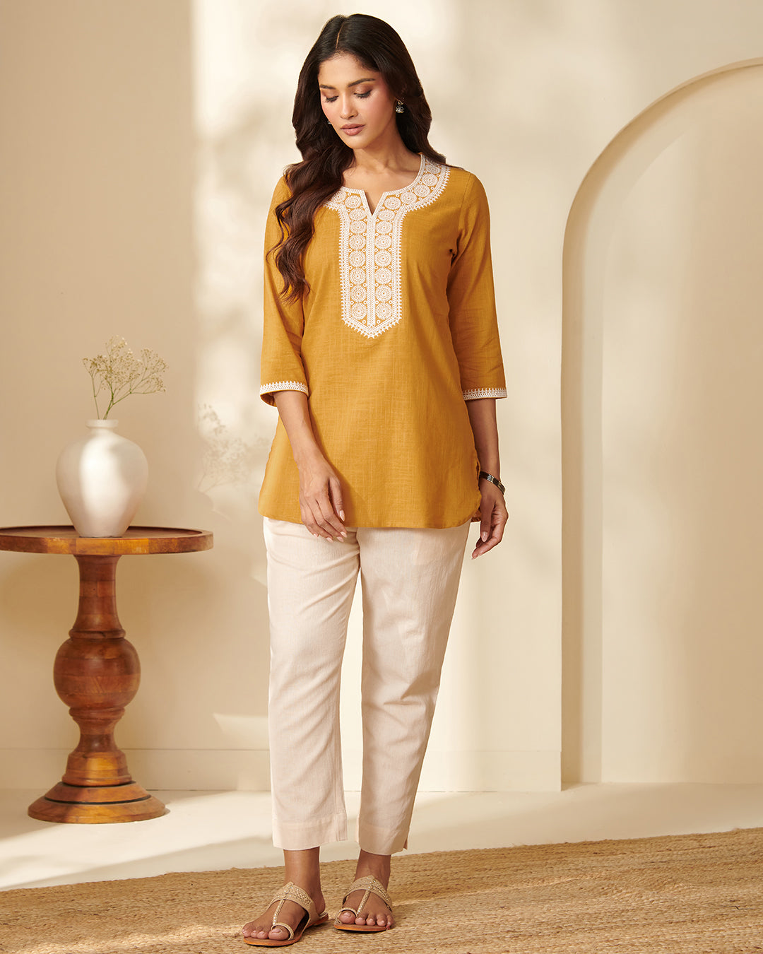 Mehraab Raziya Mustard Top