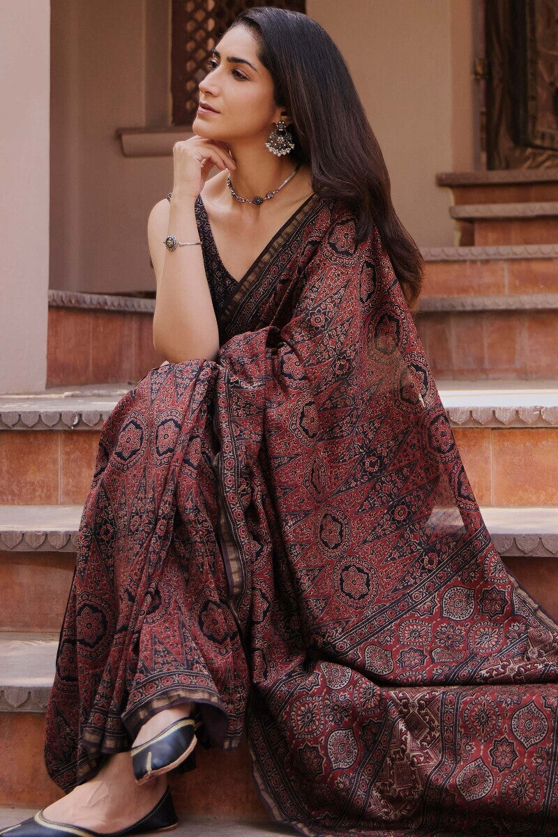 Sehra Nahida Ajrakh Chanderi Saree