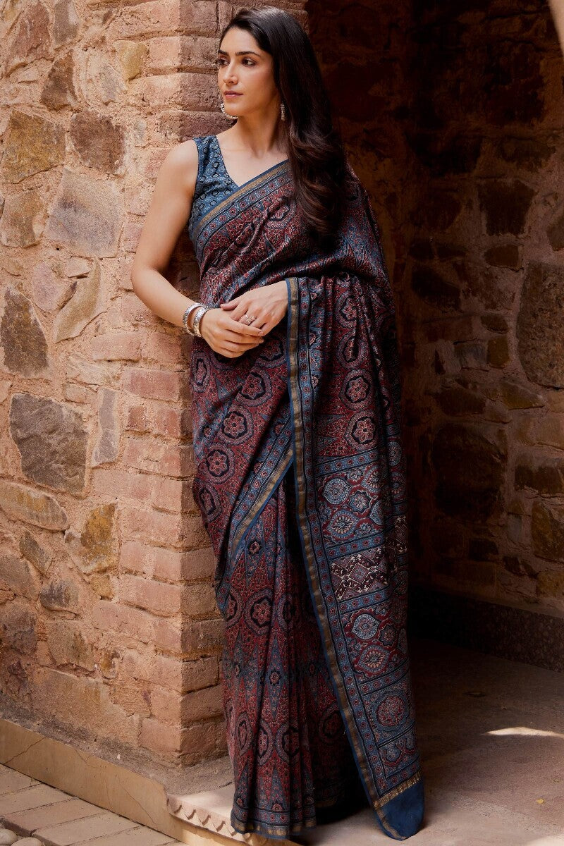 Sehra Rumi Ajrakh Chanderi Saree