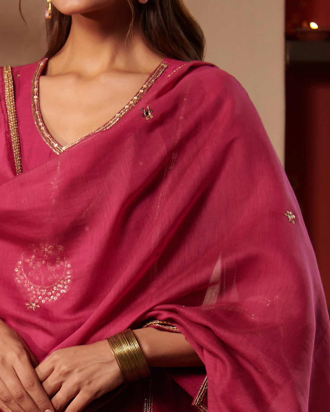 Roshanara Maisha Rani Pink Dupatta