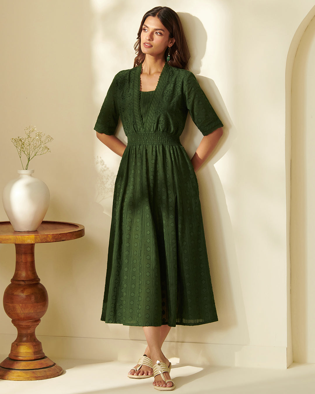 Roza Aaliya Forest Green Dress