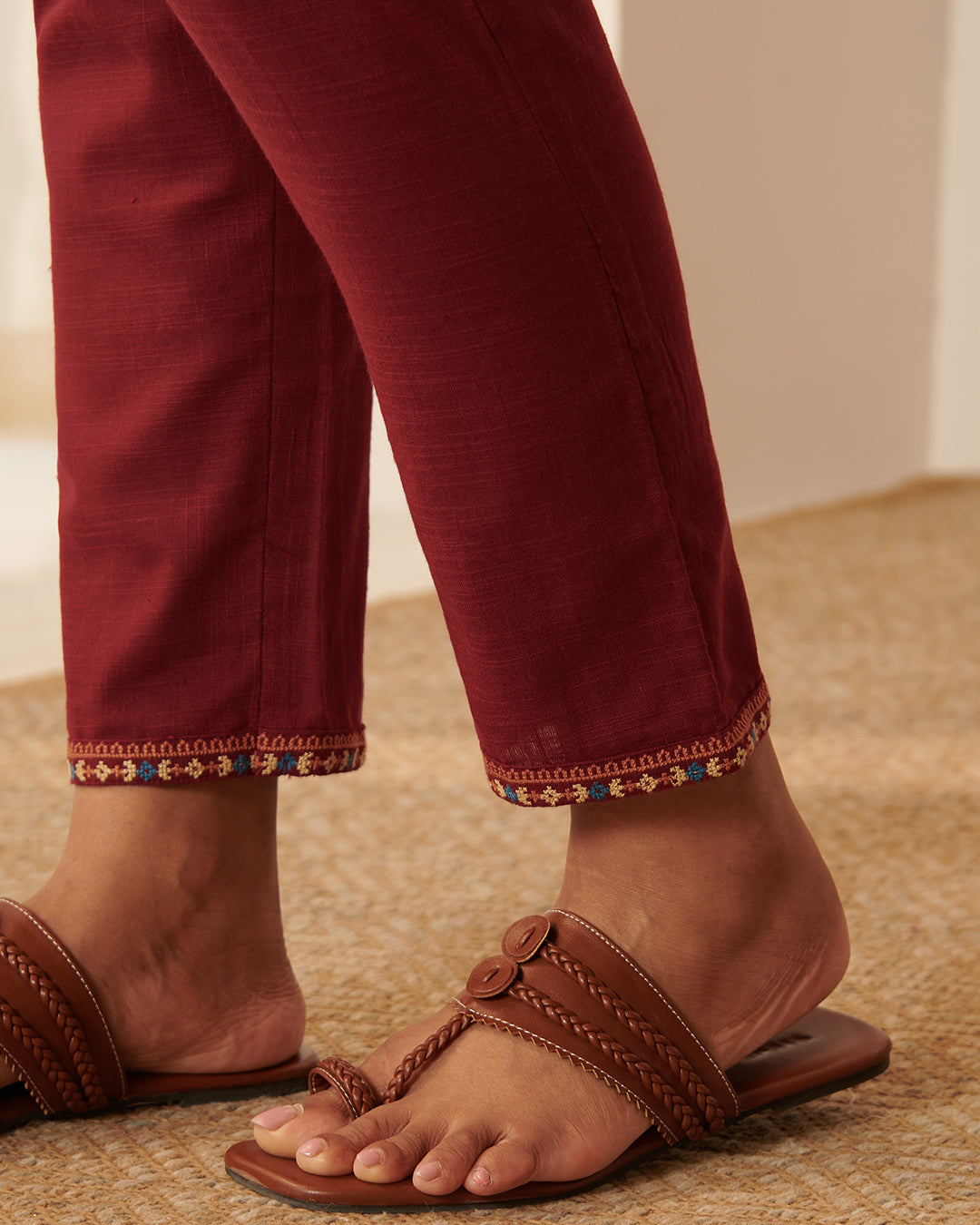 Mehraab Aahana Maroon Narrow Pants