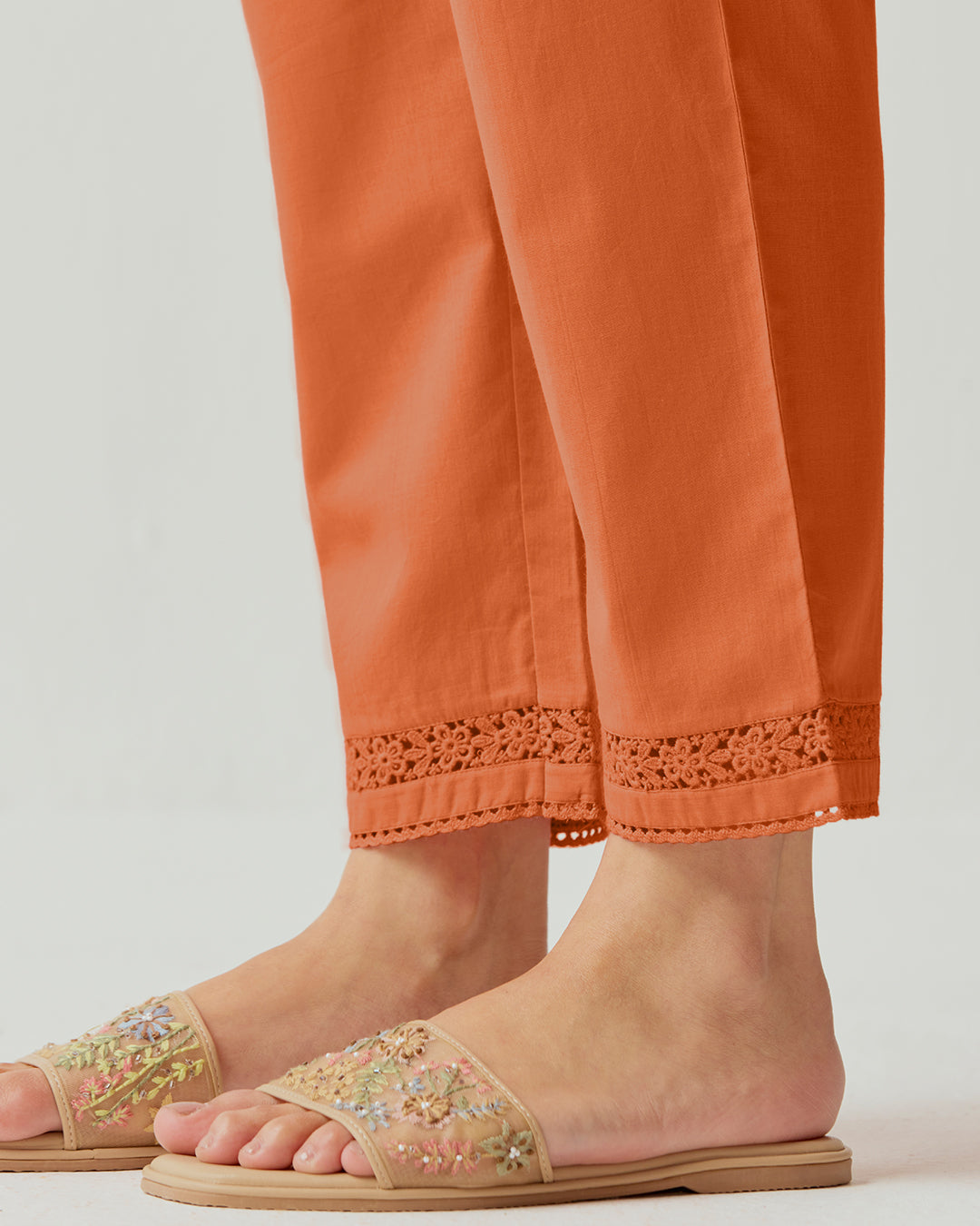 Roza Farhat Rust Orange Narrow Pants