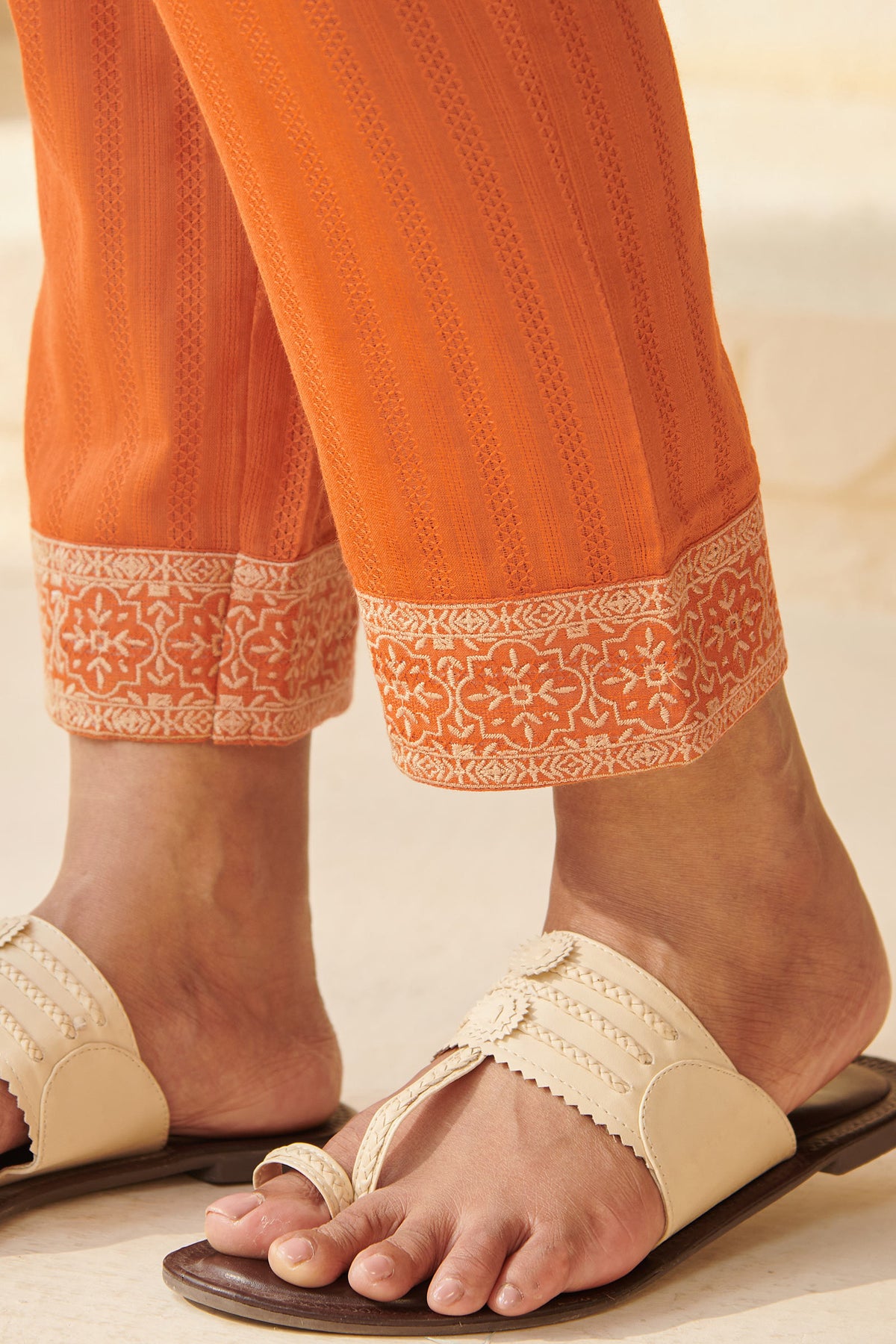 Mehraab Mihira Orange Narrow Pants