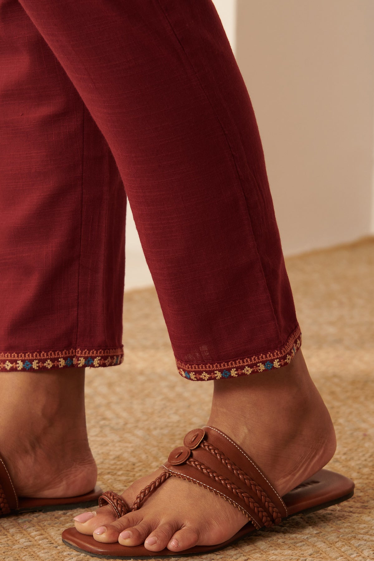 Mehraab Aahana Maroon Narrow Pants