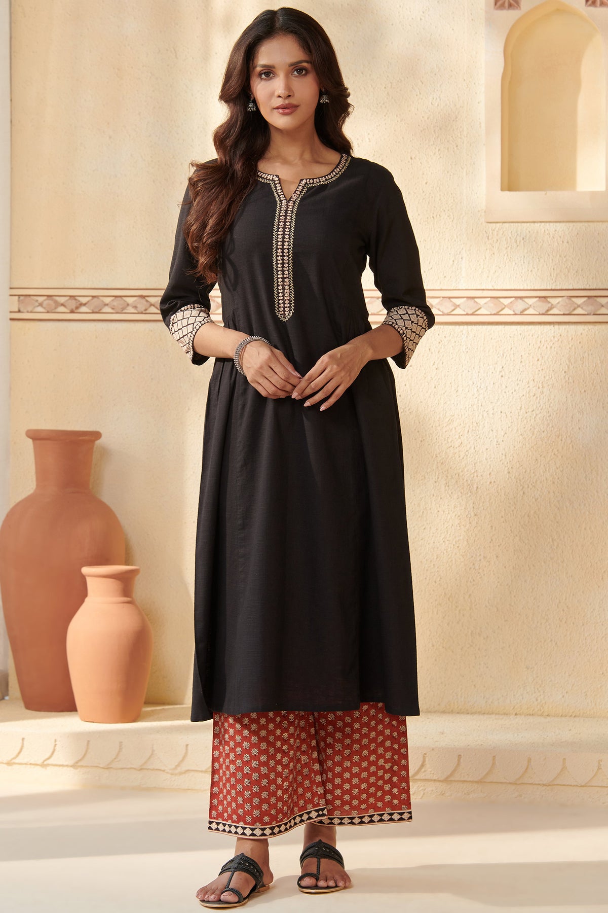 Sehra Dahlia Bagru Kurta
