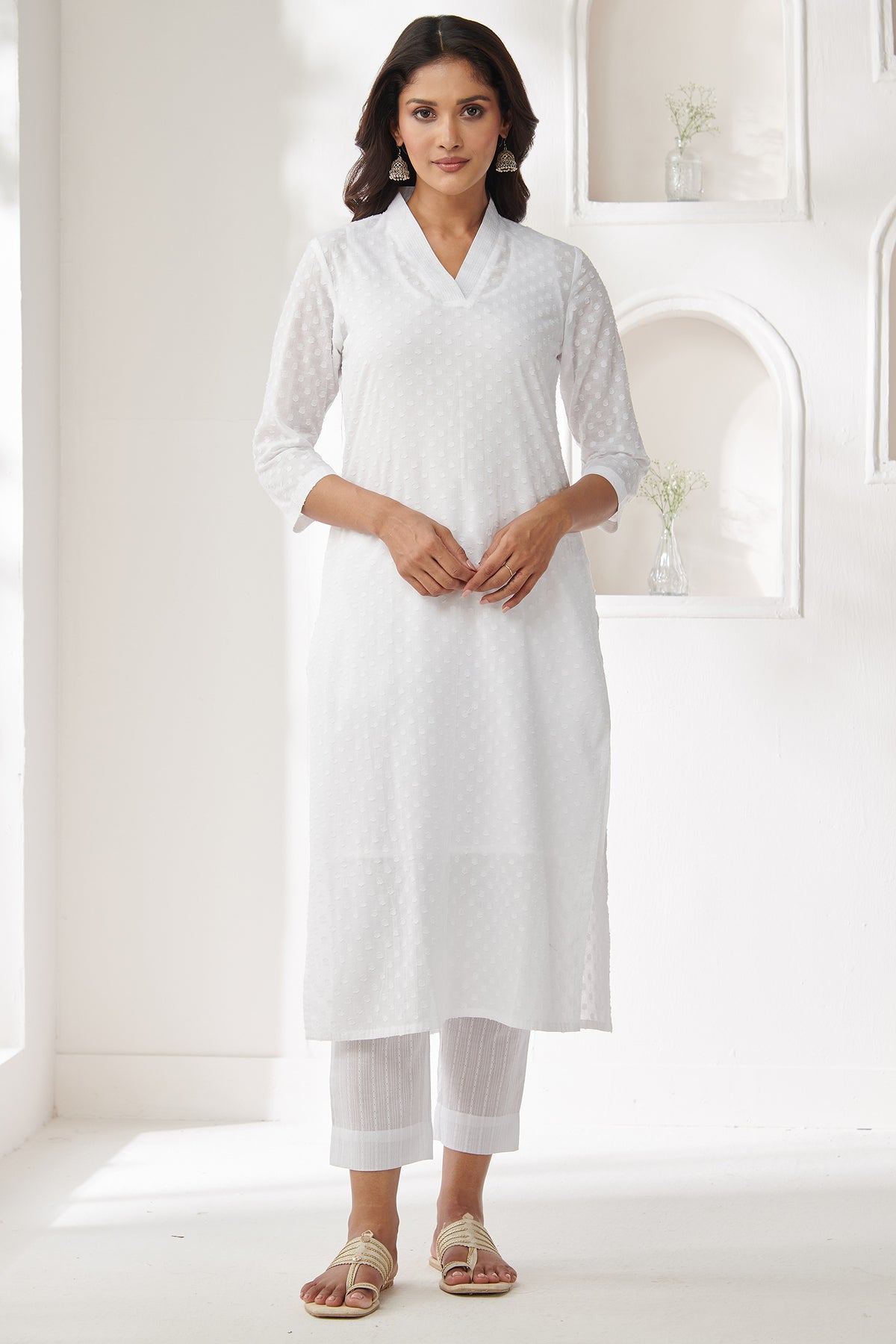 Roza Rehana White Kurta