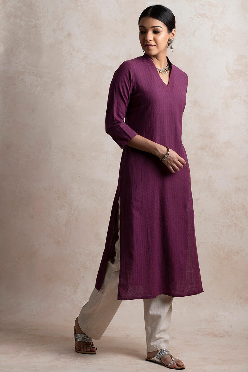 Roza Handloom Wine Kurta