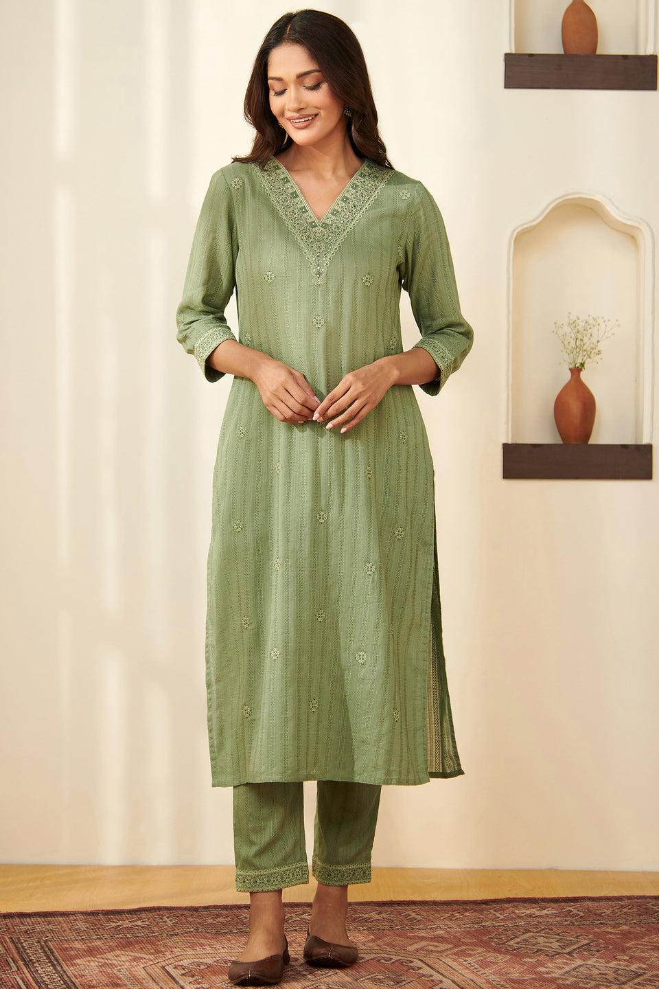 Mehraab Falak Green Kurta