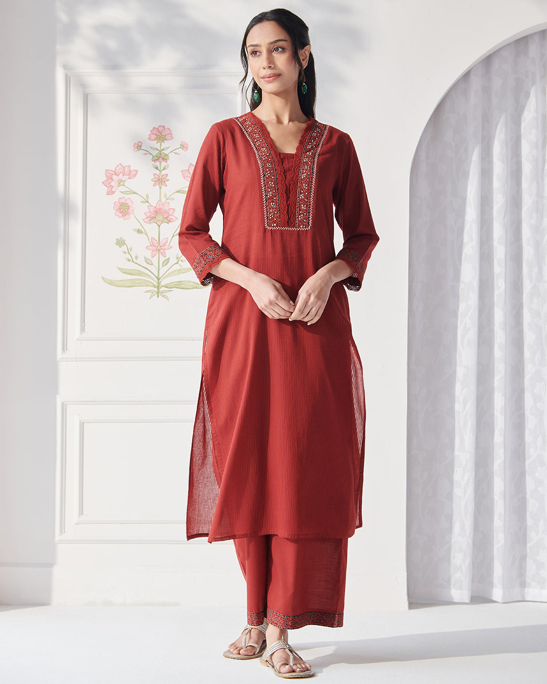 Sehra Amyra Red Ajrak Kurta