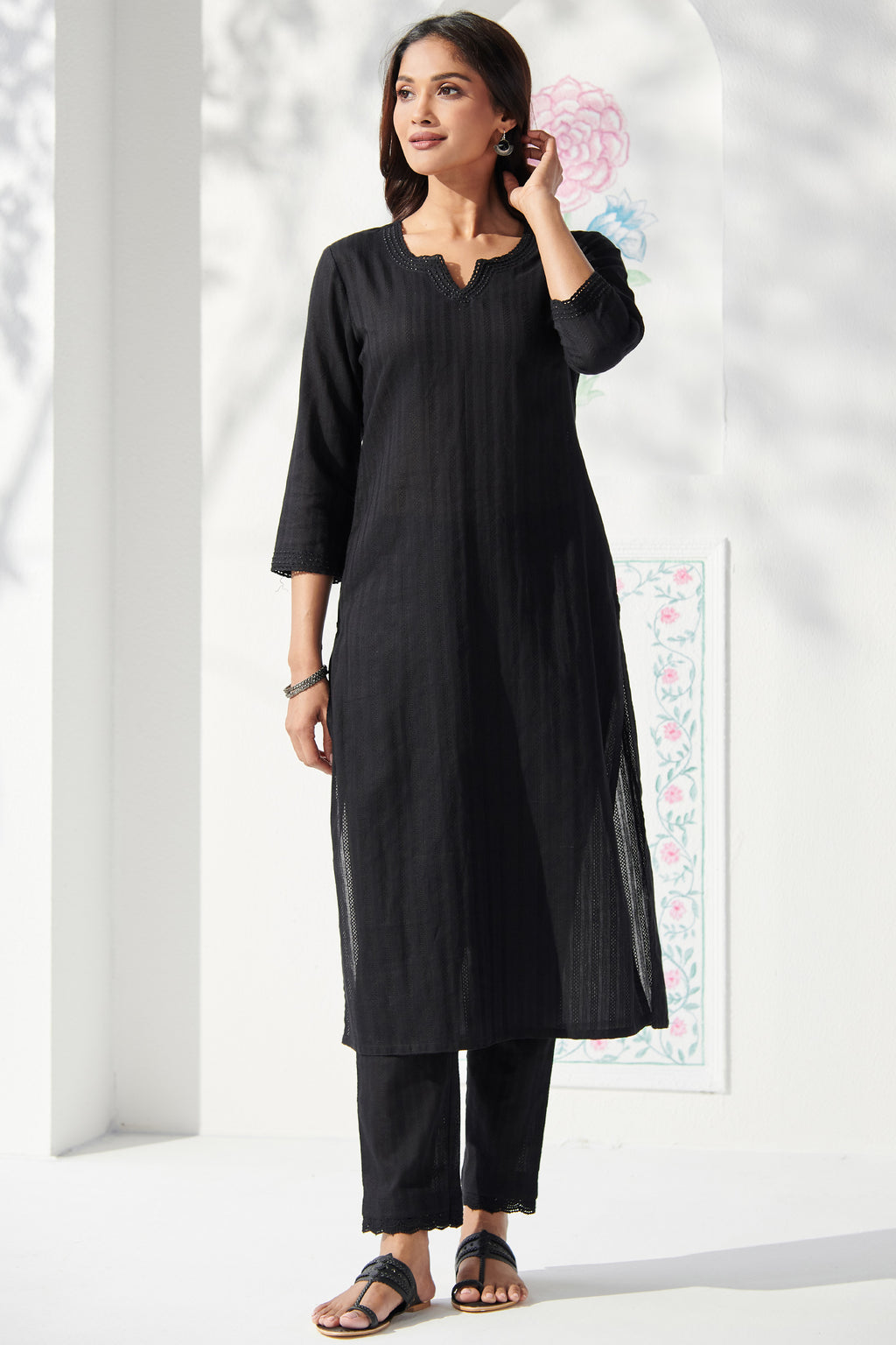 Nazira Rashidi Buy Roza Nazira Black Block Print Kurta | Farida Gupta – Farida Gupta India