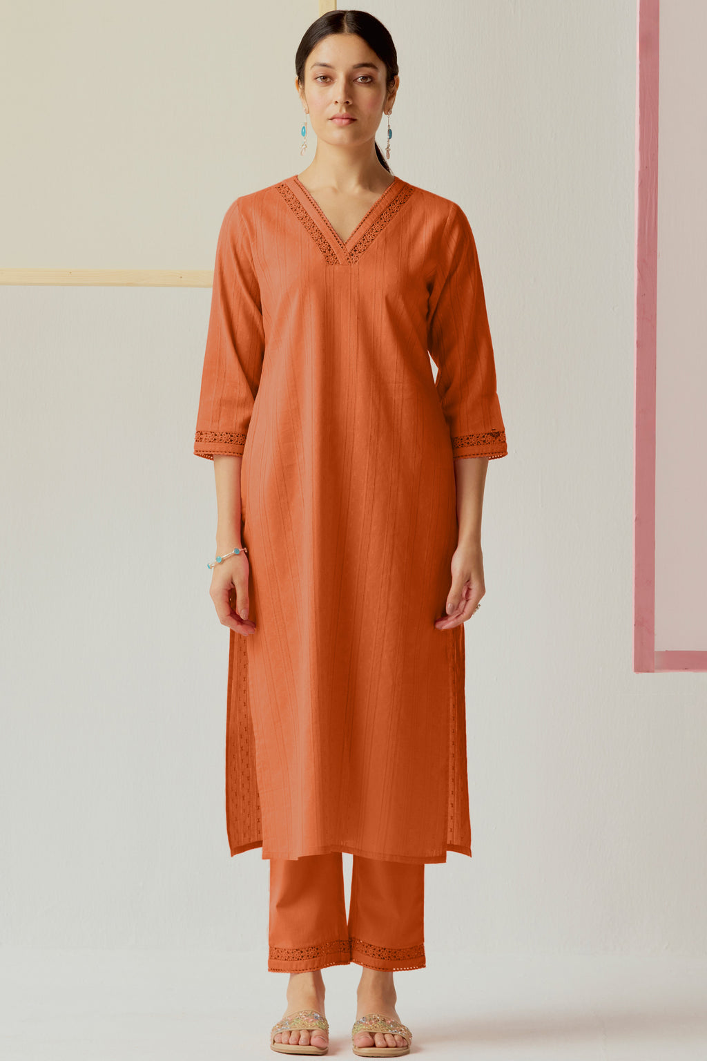 Roza Farhat Rust Orange Kurta