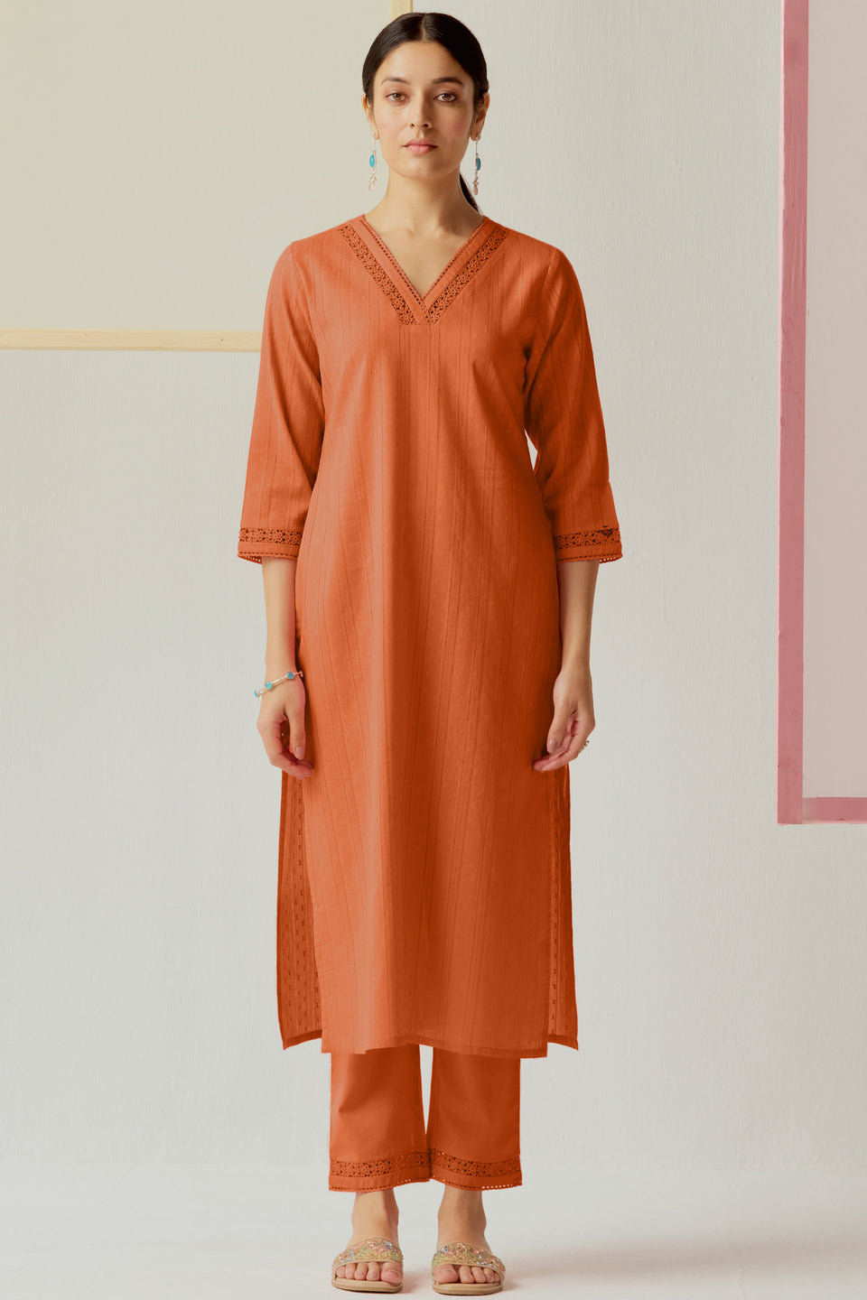 Roza Farhat Rust Orange Kurta