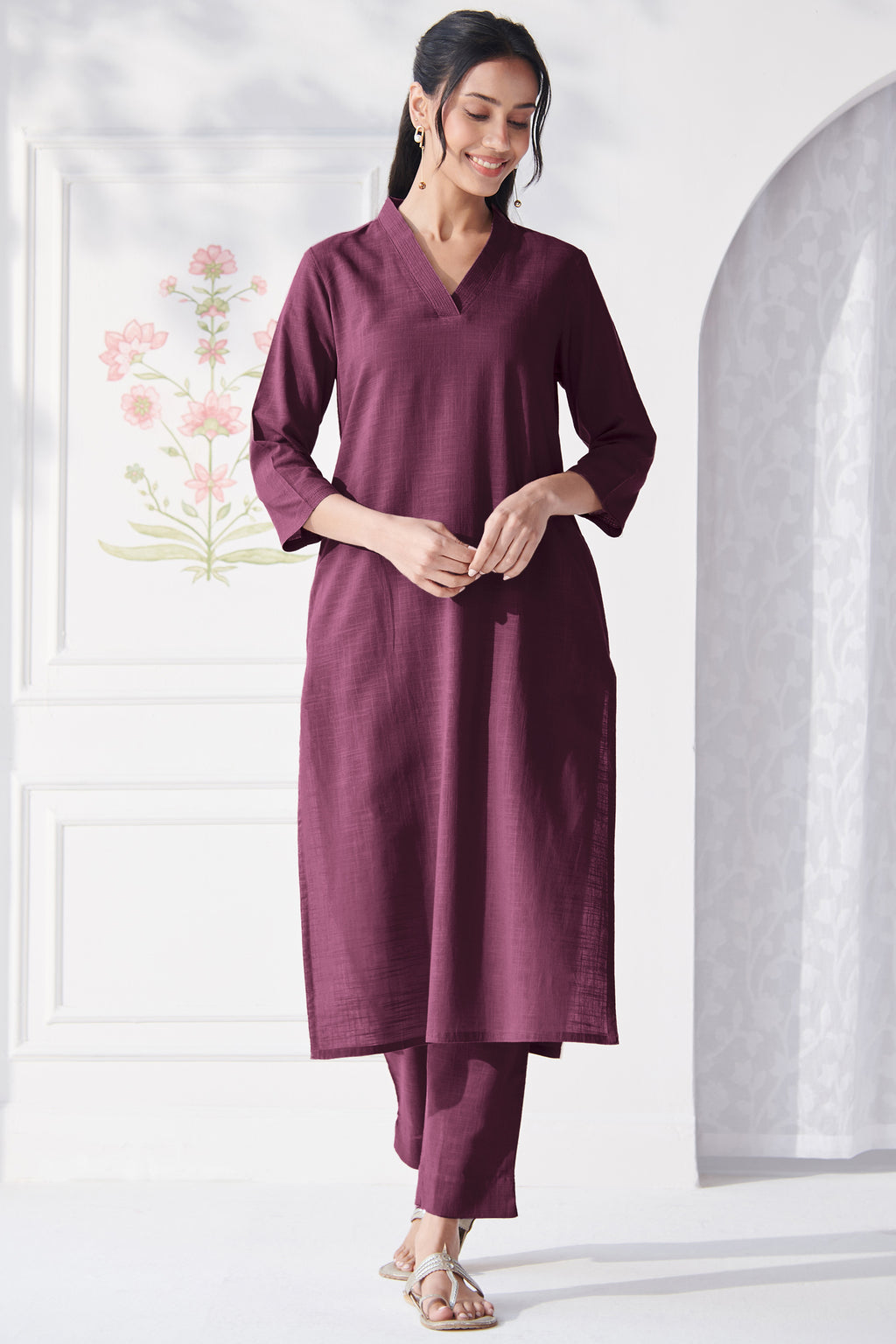 Roza Nazm Wine Kurta