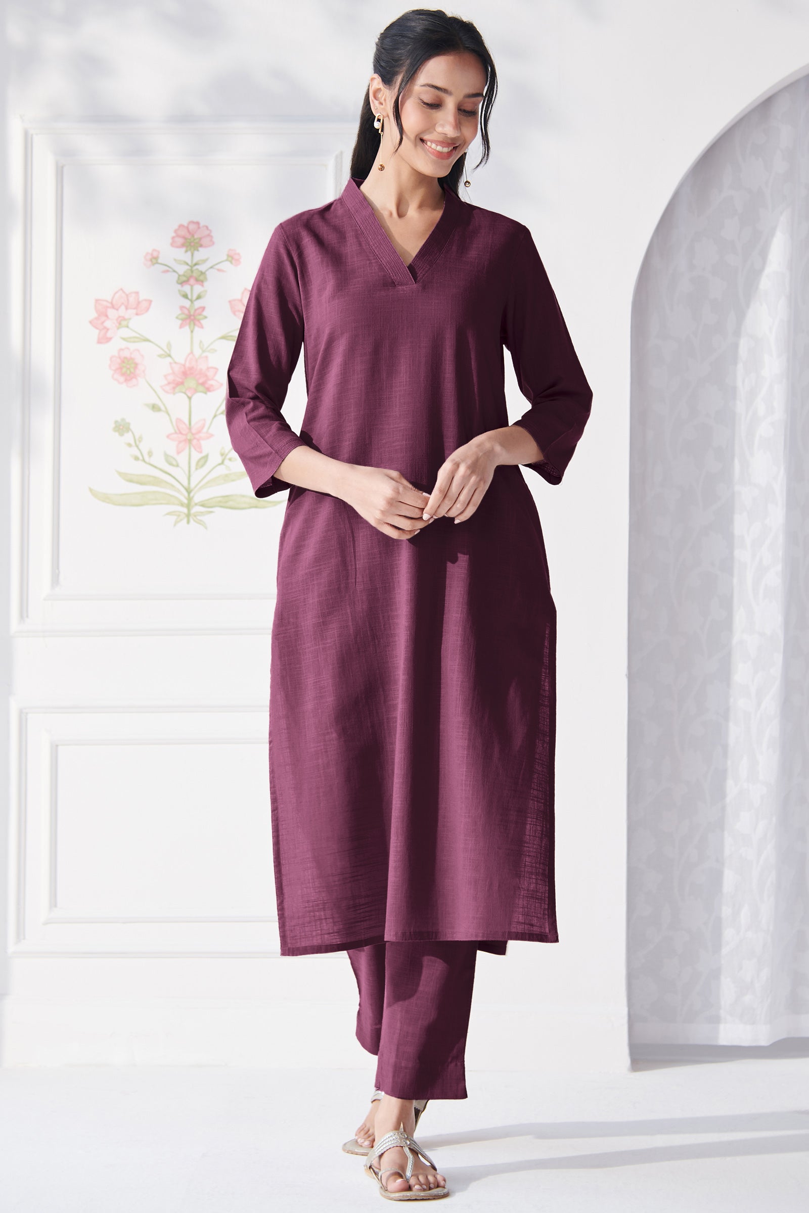 Roza Nazm Wine Kurta
