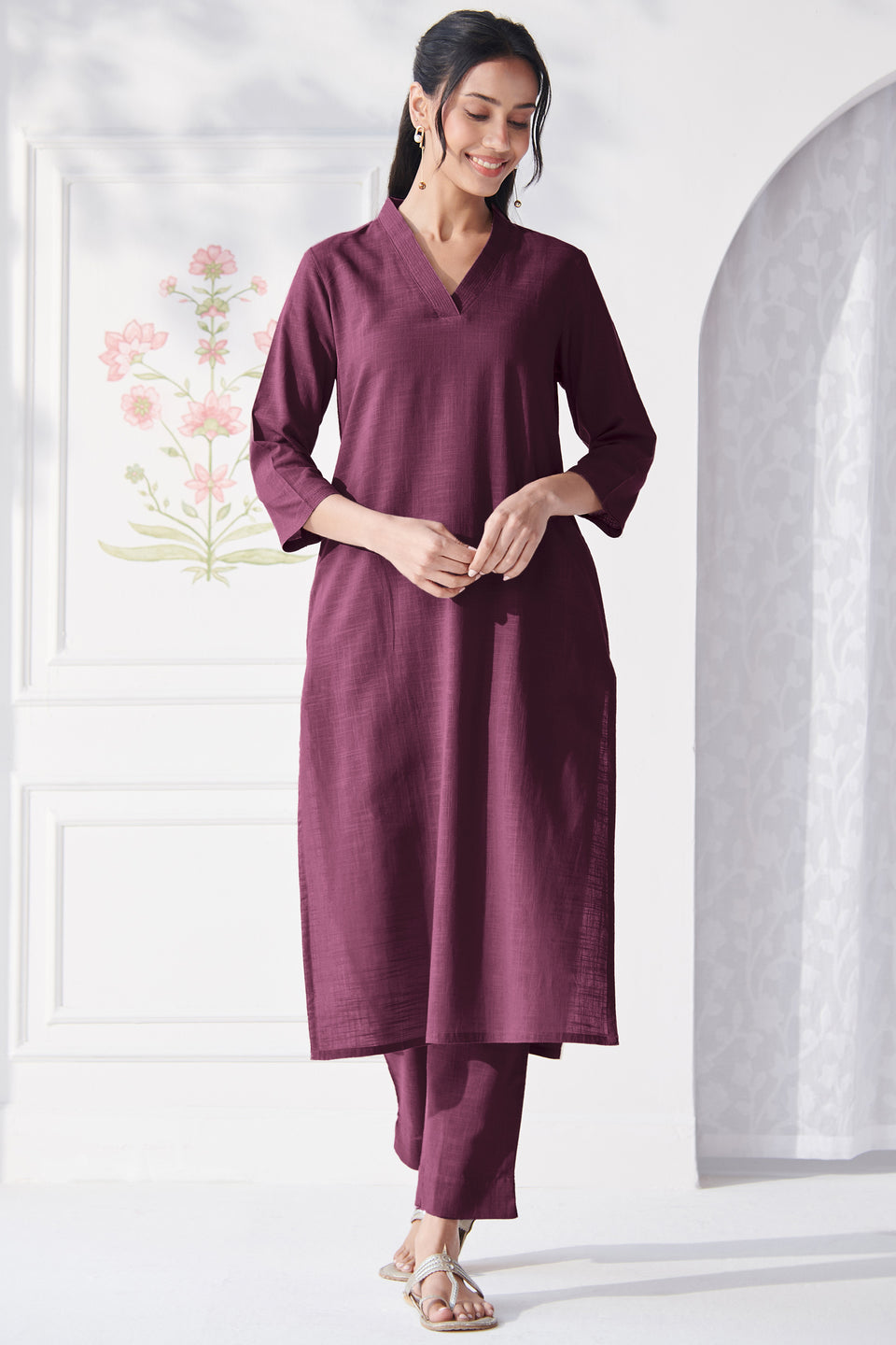 Roza Nazm Wine Kurta