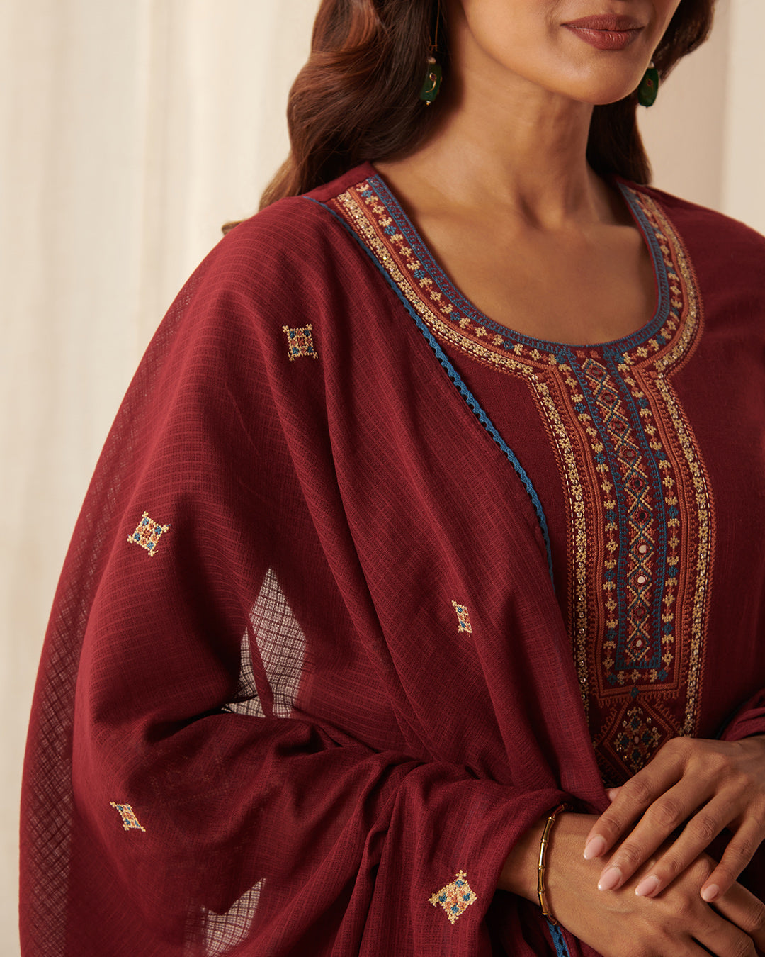 Mehraab Aahana Maroon Dupatta