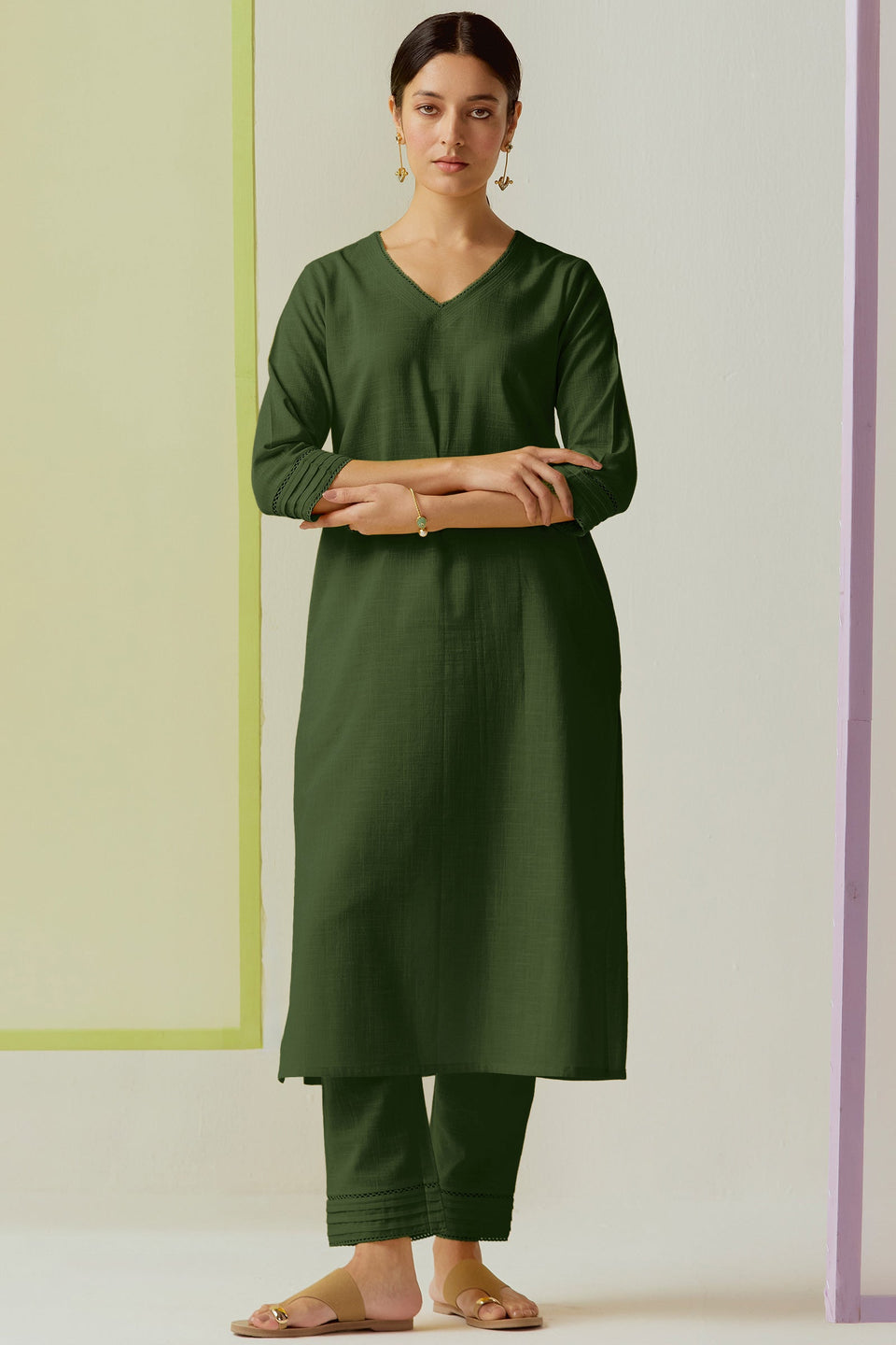 Surplus: Roza Zara Forest Green Kurta