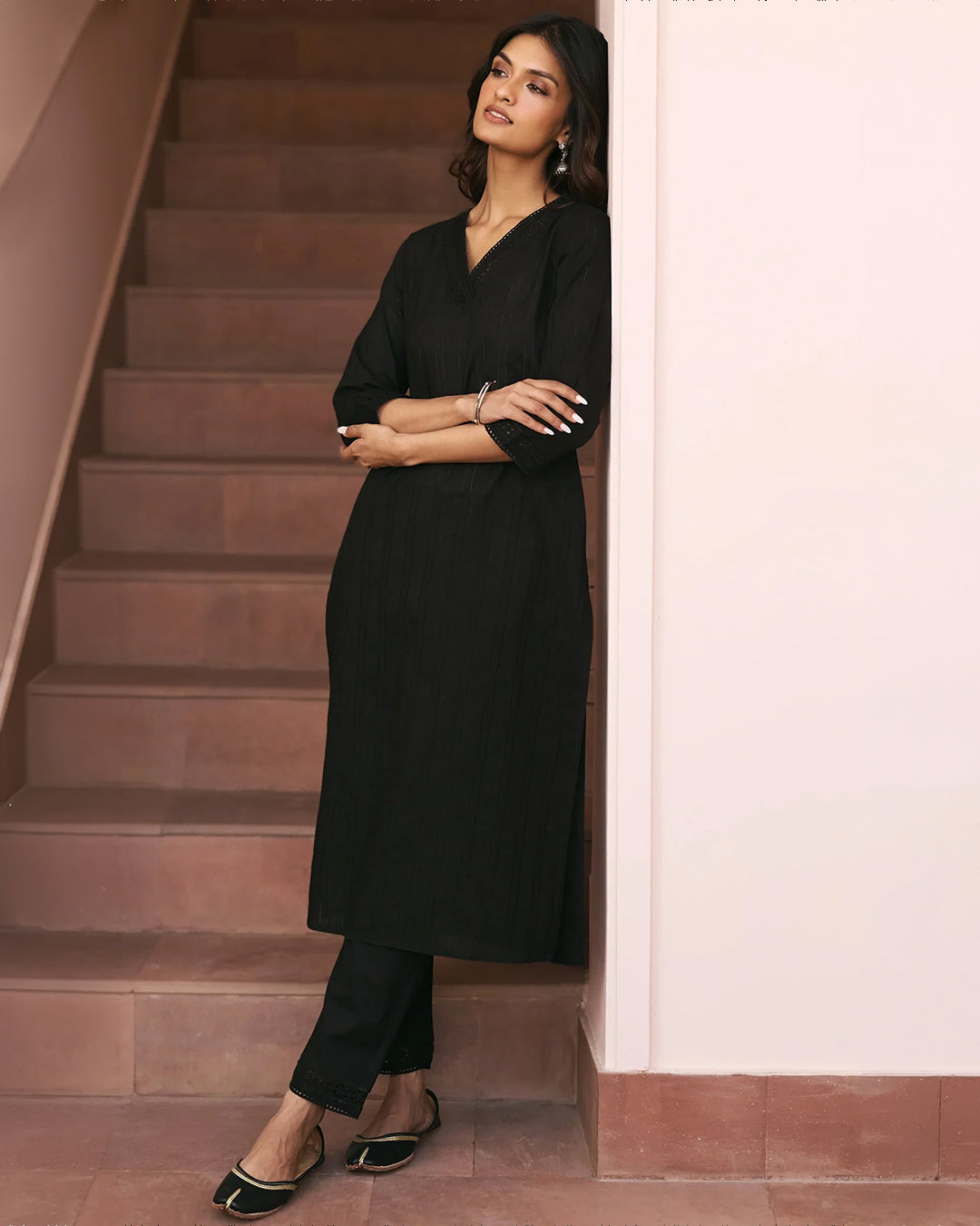 Roza Sehr Black Kurta