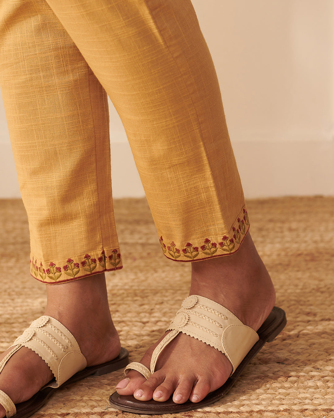 Surplus: Mehraab Ameera Straw Yellow Narrow Pants