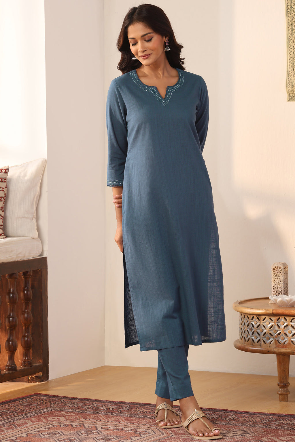 Roza Zoha Blue Kurta
