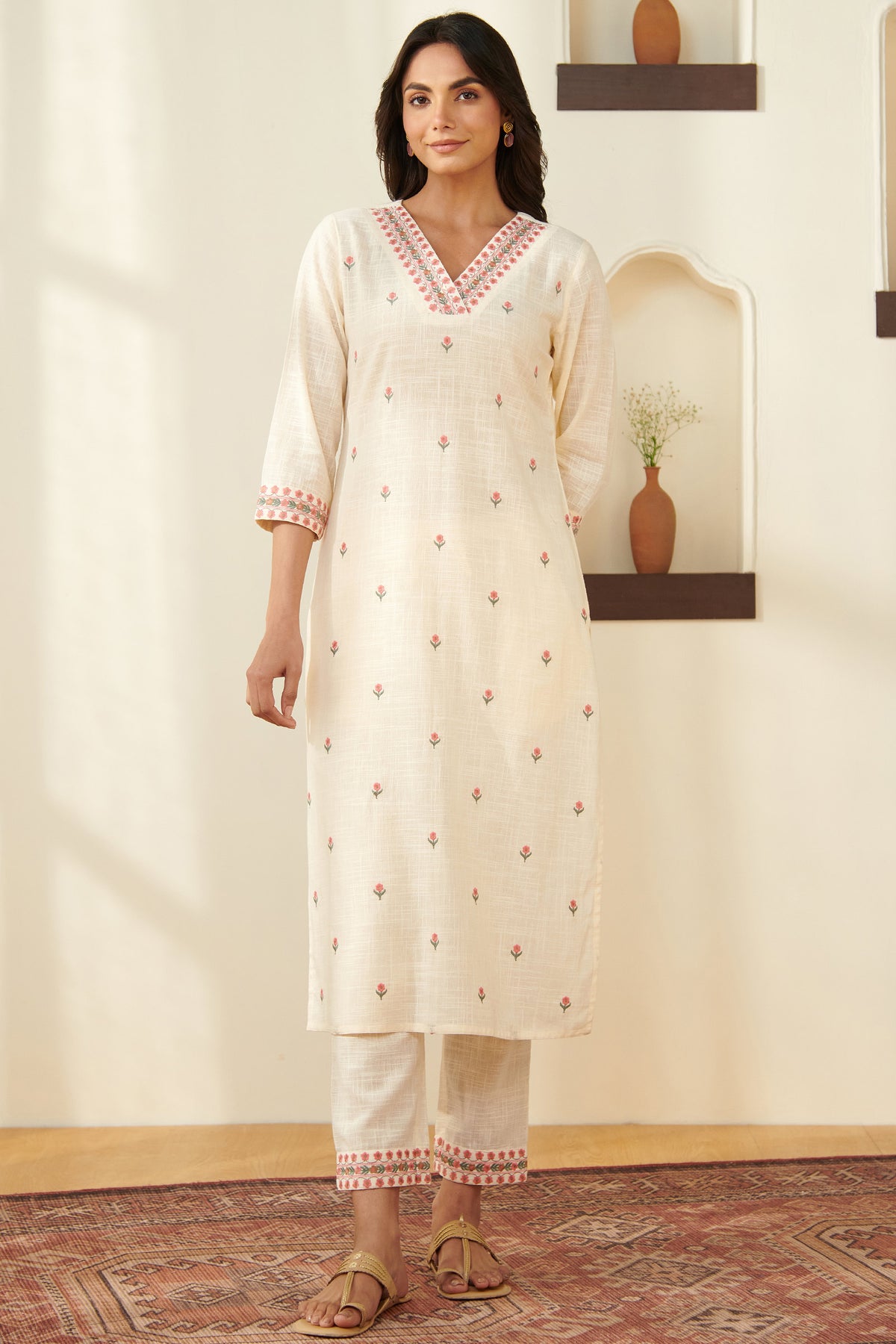 Mehraab Rabiya Cream Kurta
