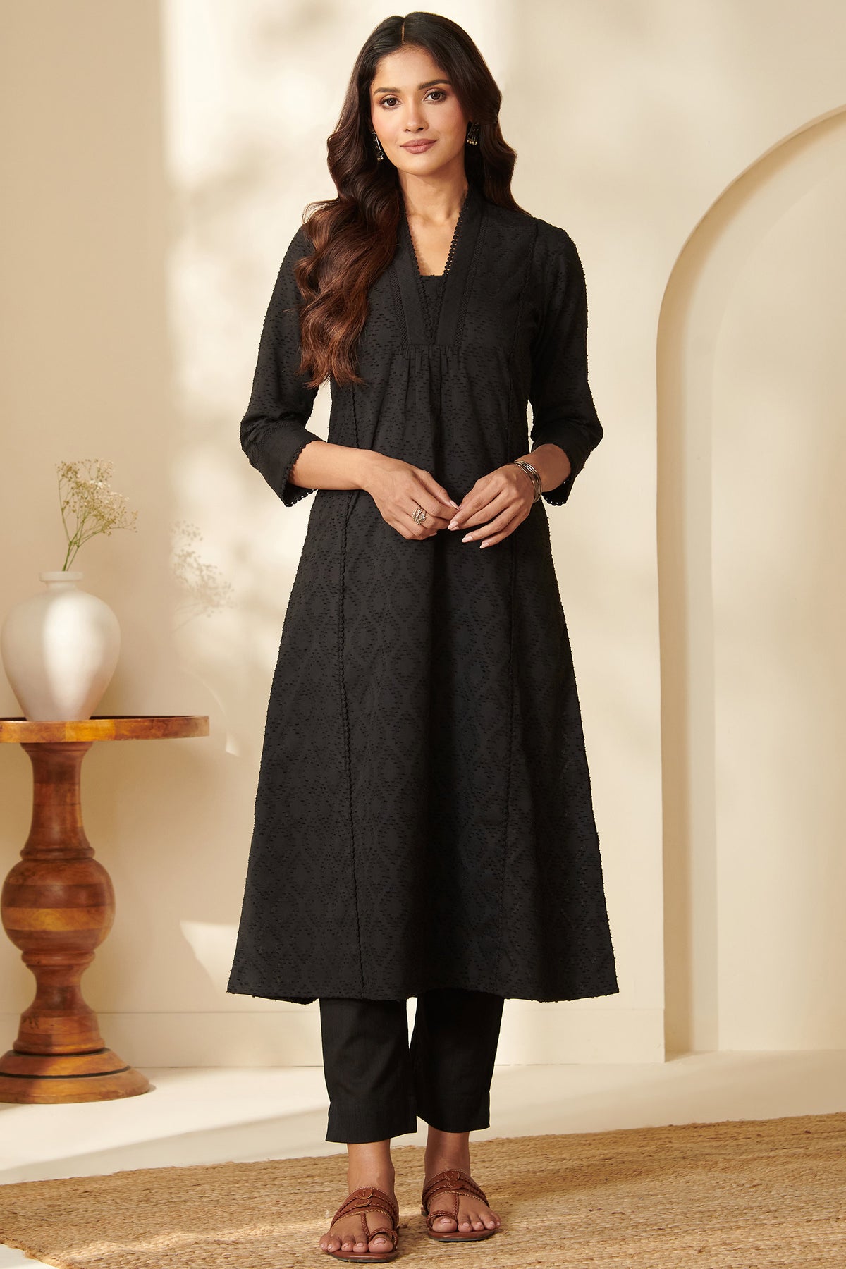 Roza Fareeha Black Kurta