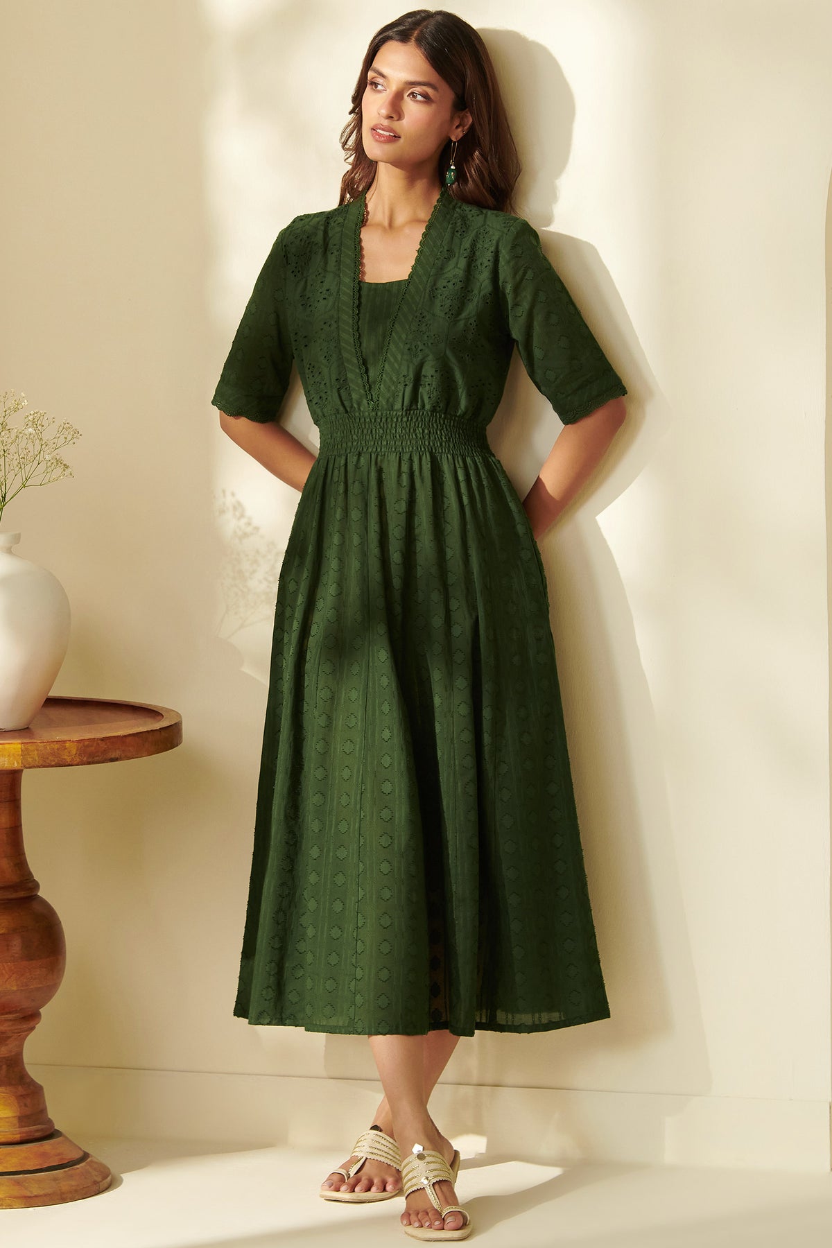 Roza Aaliya Forest Green Dress
