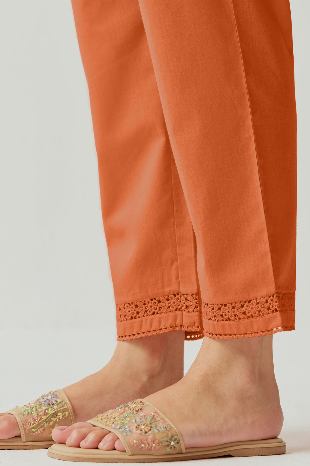 Roza Farhat Rust Orange Narrow Pants