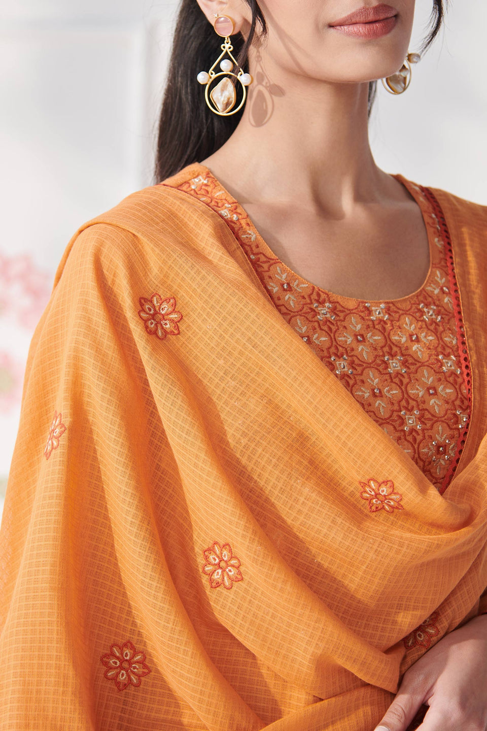 Mehraab Nahida Orange Dupatta