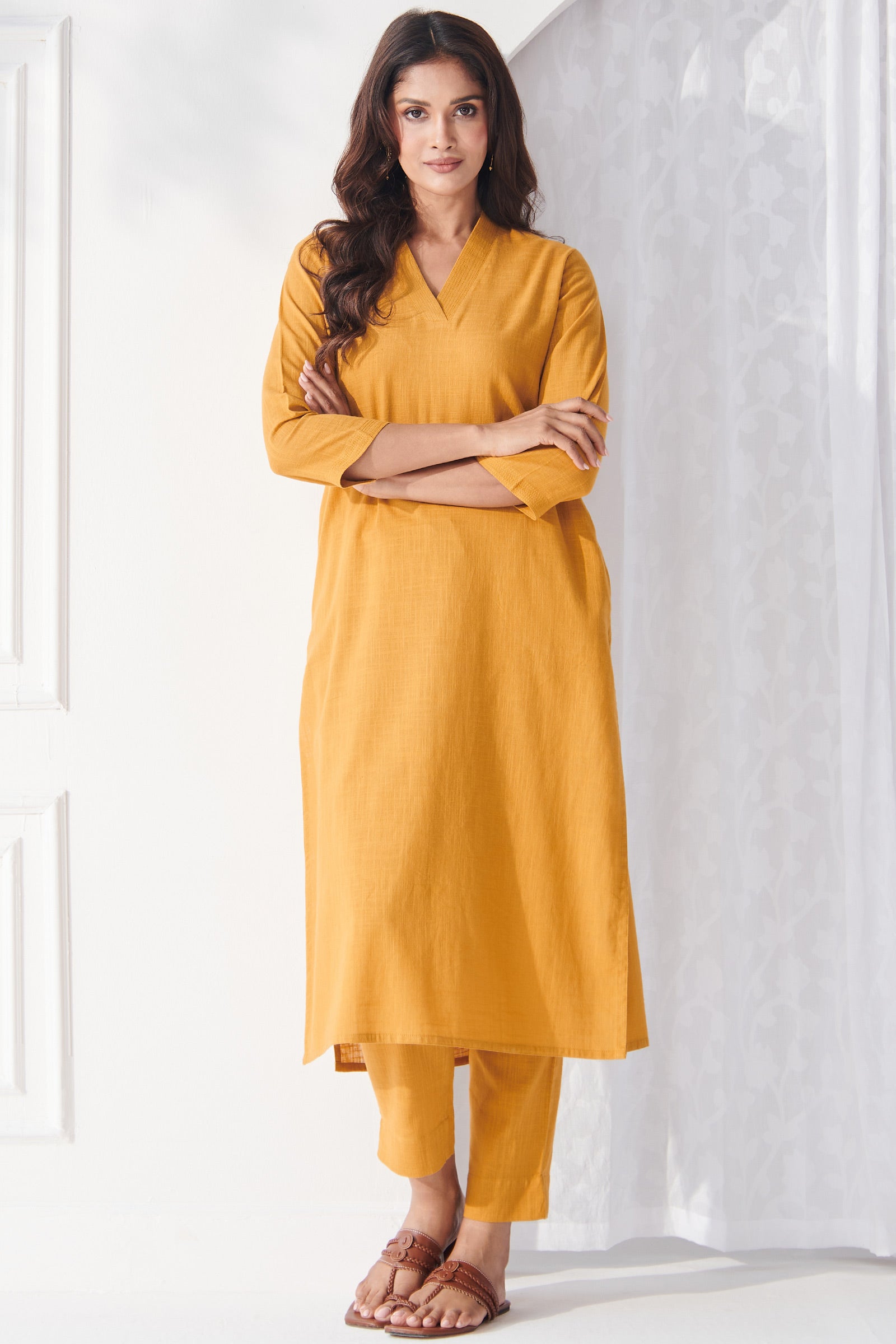 Roza Nazm Mustard Kurta
